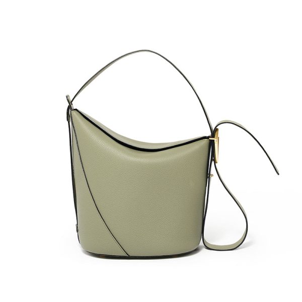 Ease Leather Shoulder Bucket Bag Tender Green